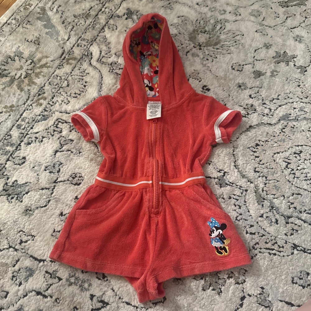 Minnie‎ Mouse Swim Coverup Romper With Hoodie Size 2T From Disney Store